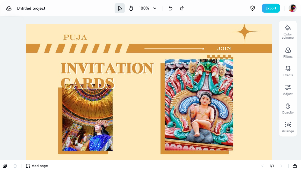 Create modern Puja invitation cards